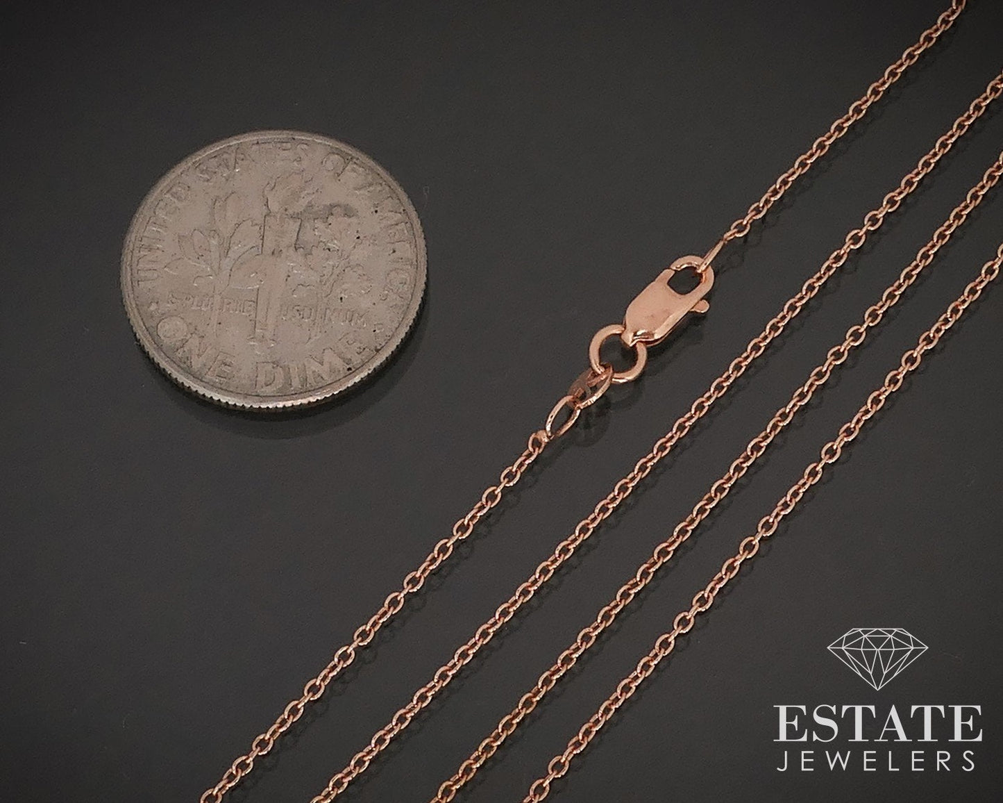 14k Rose Gold LeVian .5mm Cable Chain Ladies Necklace 1.4g 18"L i16869