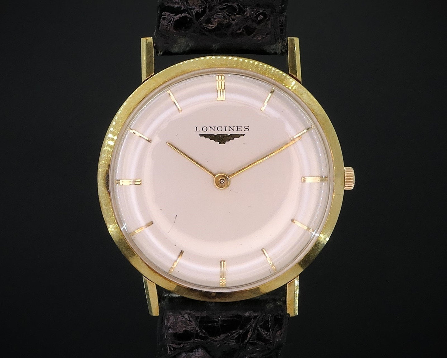 Vintage 1969 Longines 18k Yellow Gold Cal. 528 Mens Dress Watch i18646