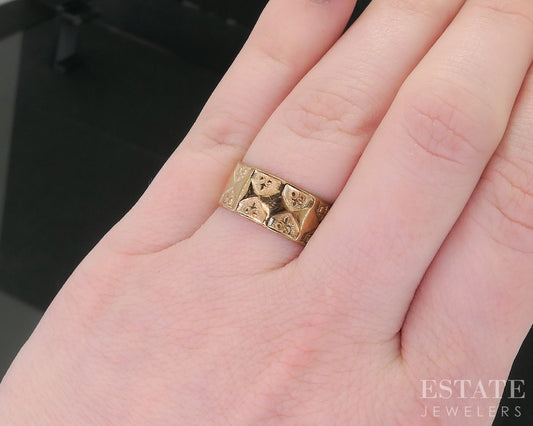 Antique Victorian 14k Yellow Gold 7.8mm Cigar Band Ring 2.4g i18633