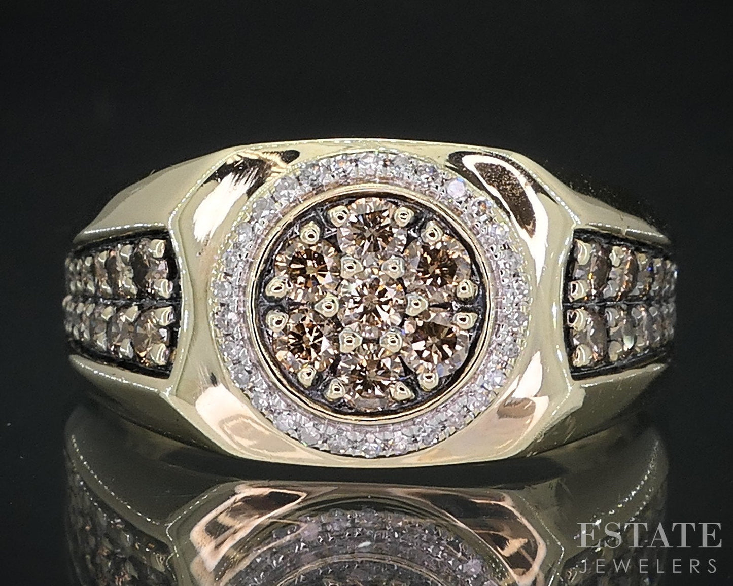 Vintage 10k Yellow Gold Natural .30ctw Diamond Mens Watch Ring 4.7g i18631