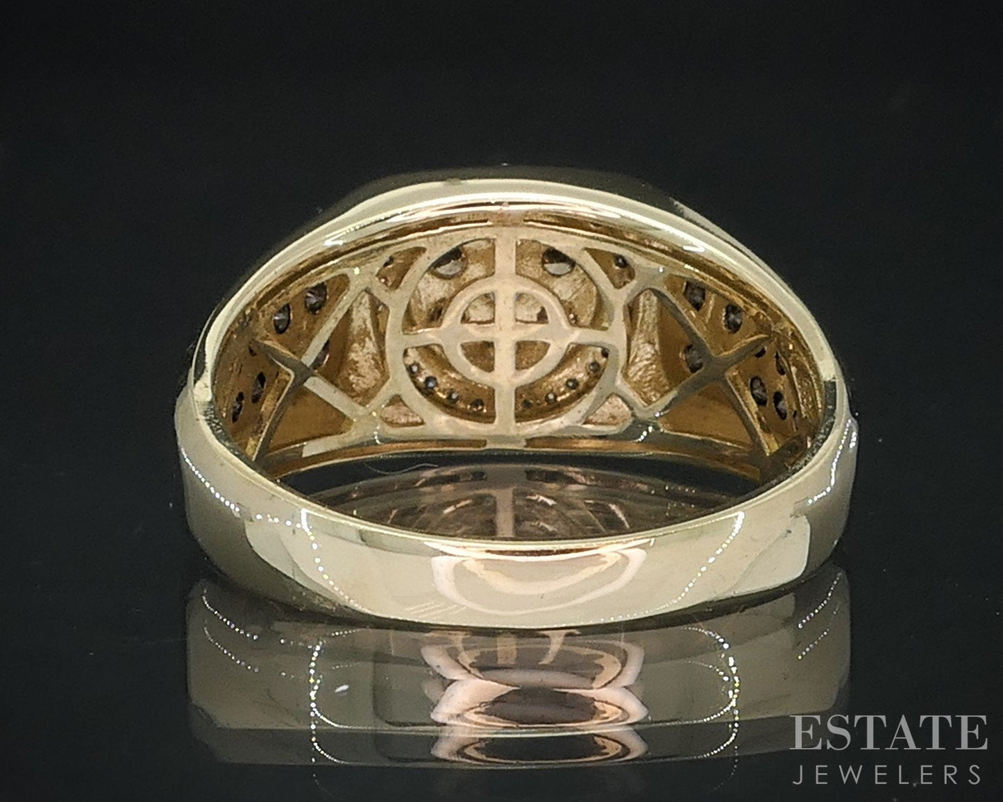 Vintage 10k Yellow Gold Natural .30ctw Diamond Mens Watch Ring 4.7g i18631