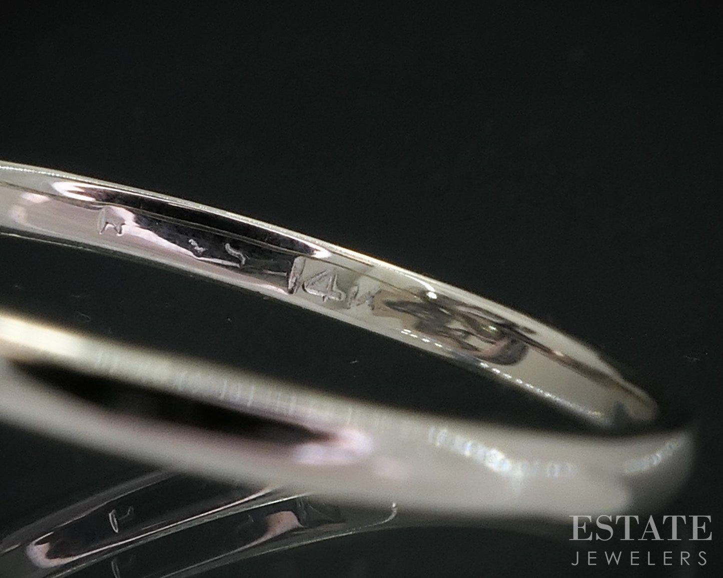 Antique 14k White Gold European Natural .31ctw Diamond Engagement Ring 3g i18645