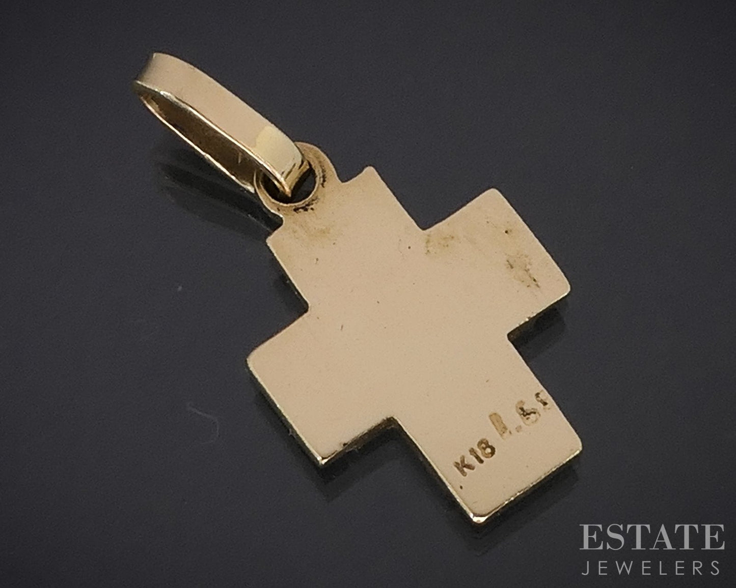 18k Yellow Gold Smooth Flat Double Cross Ladies Pendant 3.2g i18674b
