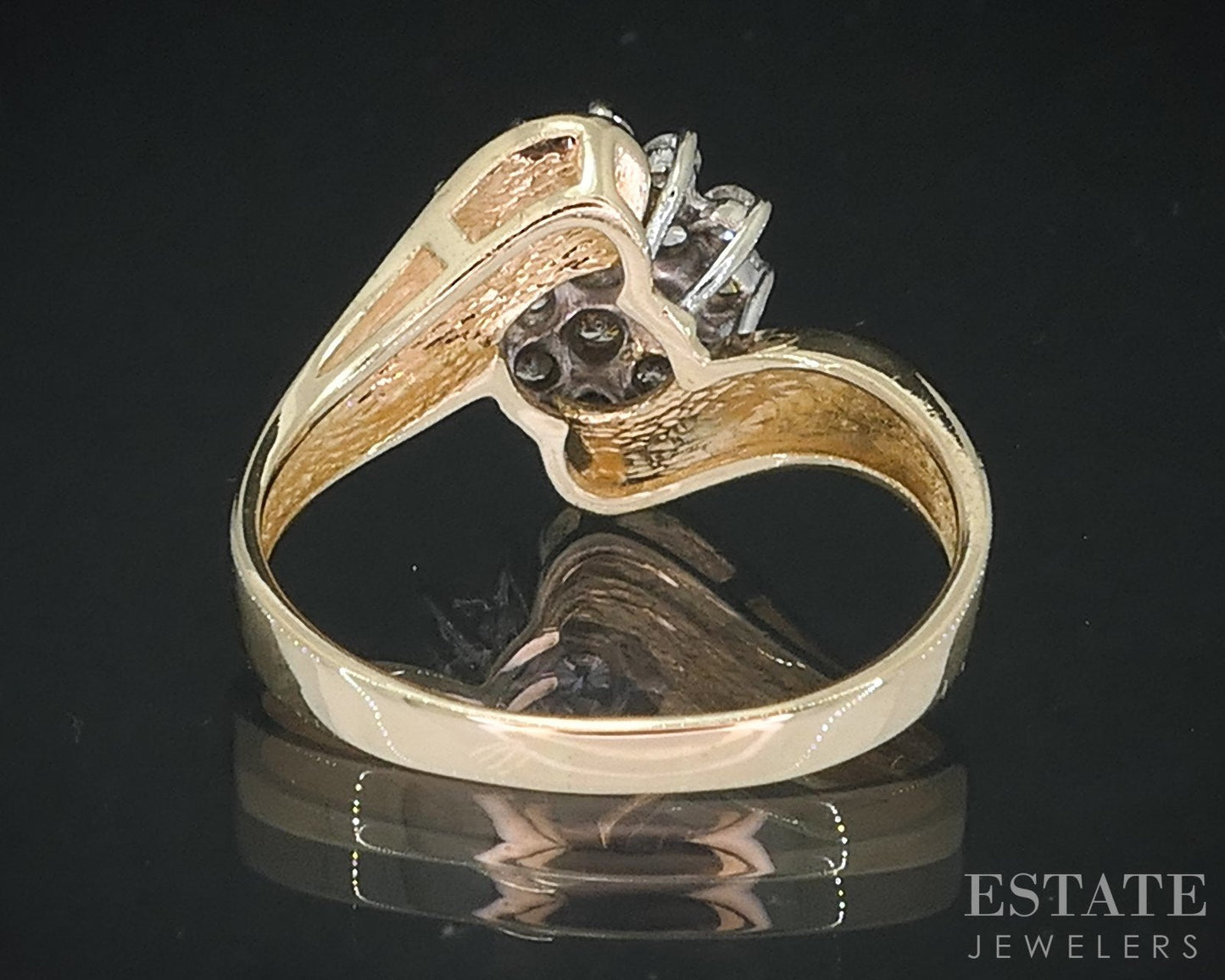 Vintage 14k Yellow Gold Natural .35ctw Diamond Cluster Bypass Ring 3.7g i18657b