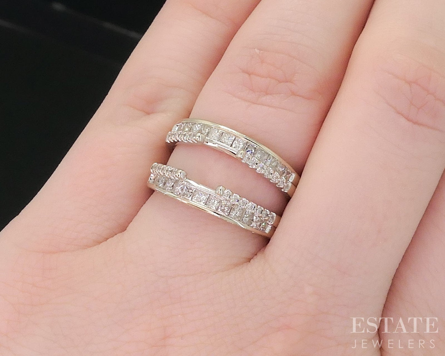 14k White Gold Natural 1.10ctw Diamond Ladies Wedding Jacket 5.6g i18698b