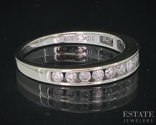 10k White Gold Natural .35ctw Diamond Ladies Wedding Band 2.2g i18694b