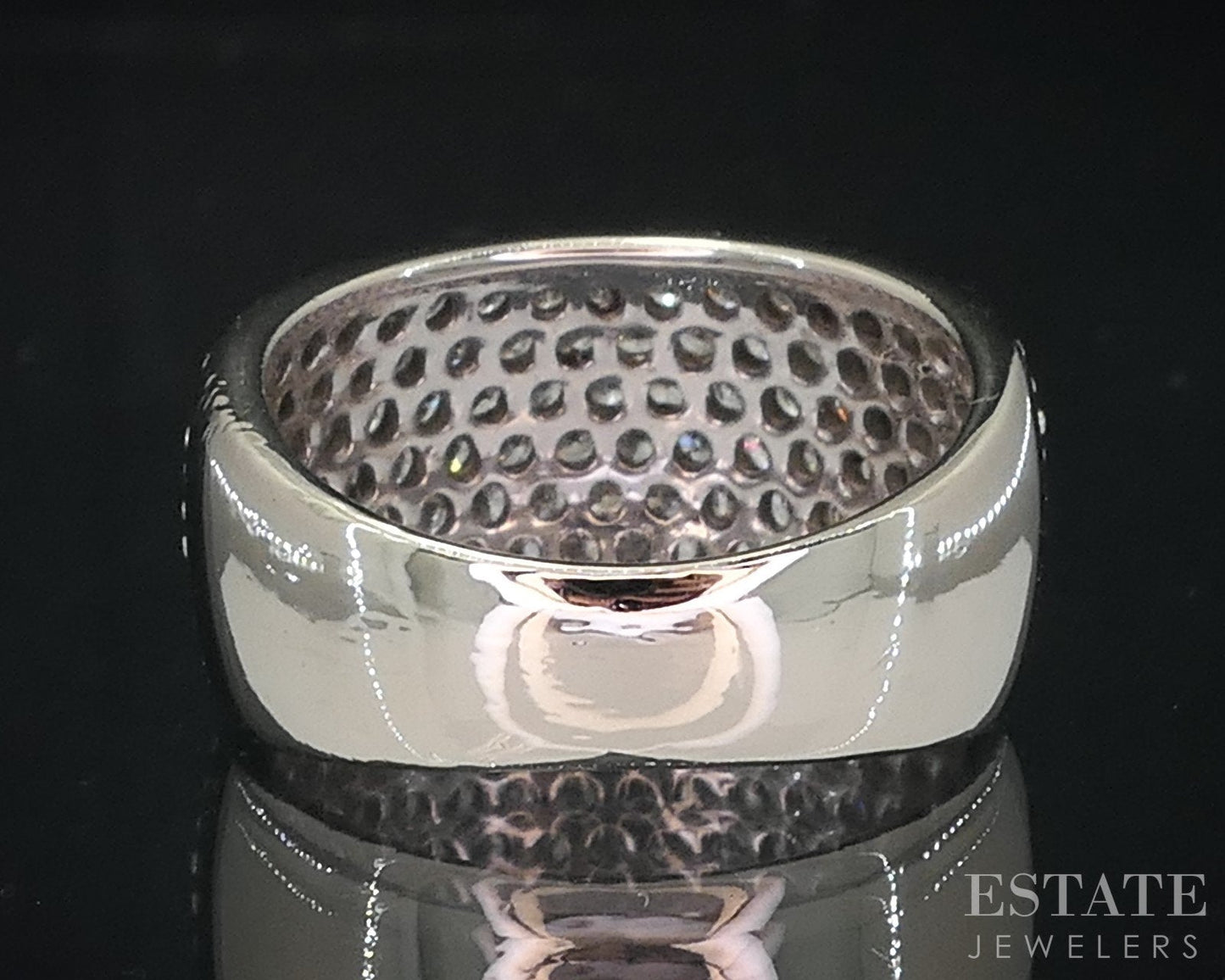 10k White Gold Pave Set Natural .80ctw Diamond Ladies Band Ring 6.4g i18691b