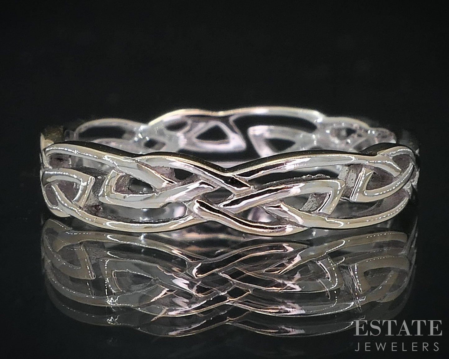 18k White Gold 3mm Celtic Knot Ladies Band Ring 2.4g i18690b