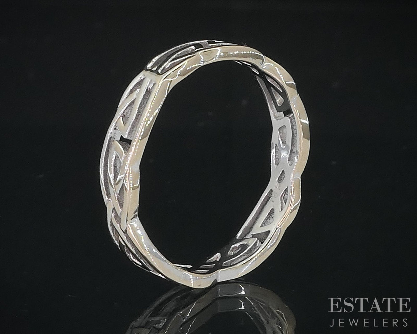 18k White Gold 3mm Celtic Knot Ladies Band Ring 2.4g i18690b