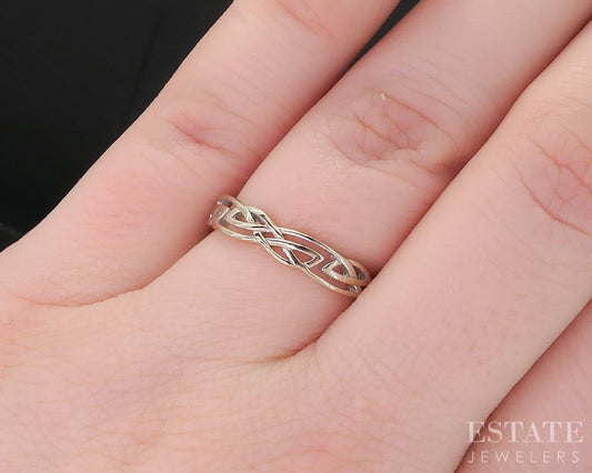 18k White Gold 3mm Celtic Knot Ladies Band Ring 2.4g i18690b