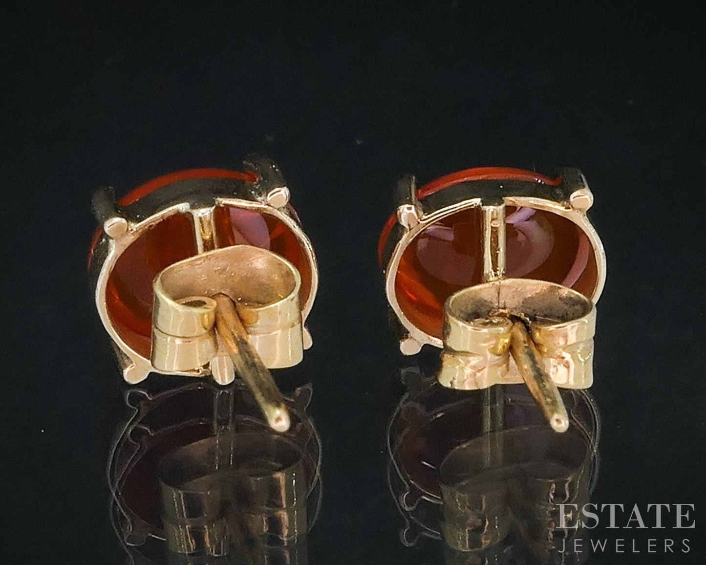10k Yellow Gold Natural Mexican Fire Opal Stud Earrings 2.5g i18688b