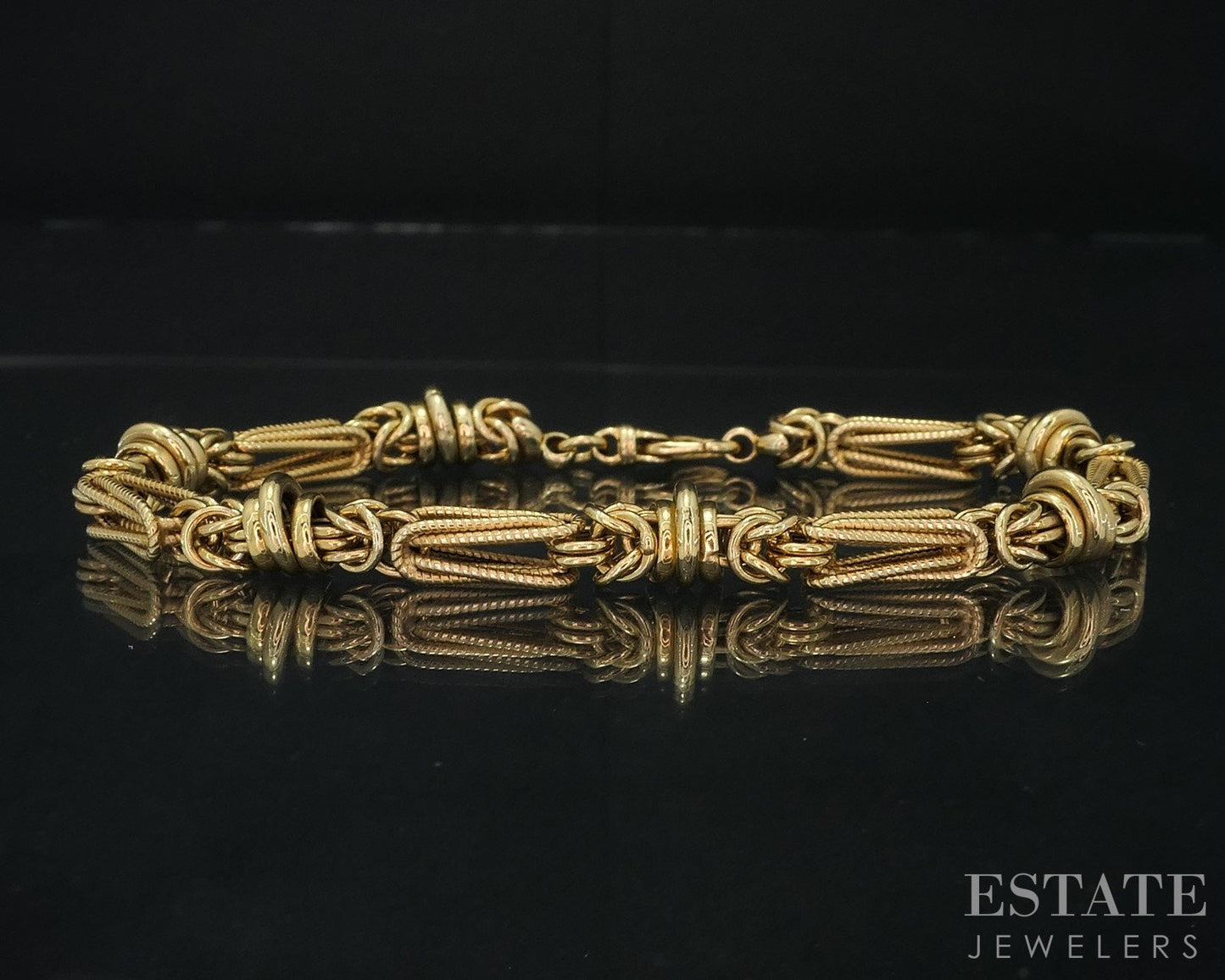 14k Yellow Gold 7mm Byzantine Chain Link Ladies Bracelet 11g 8"L i18685b