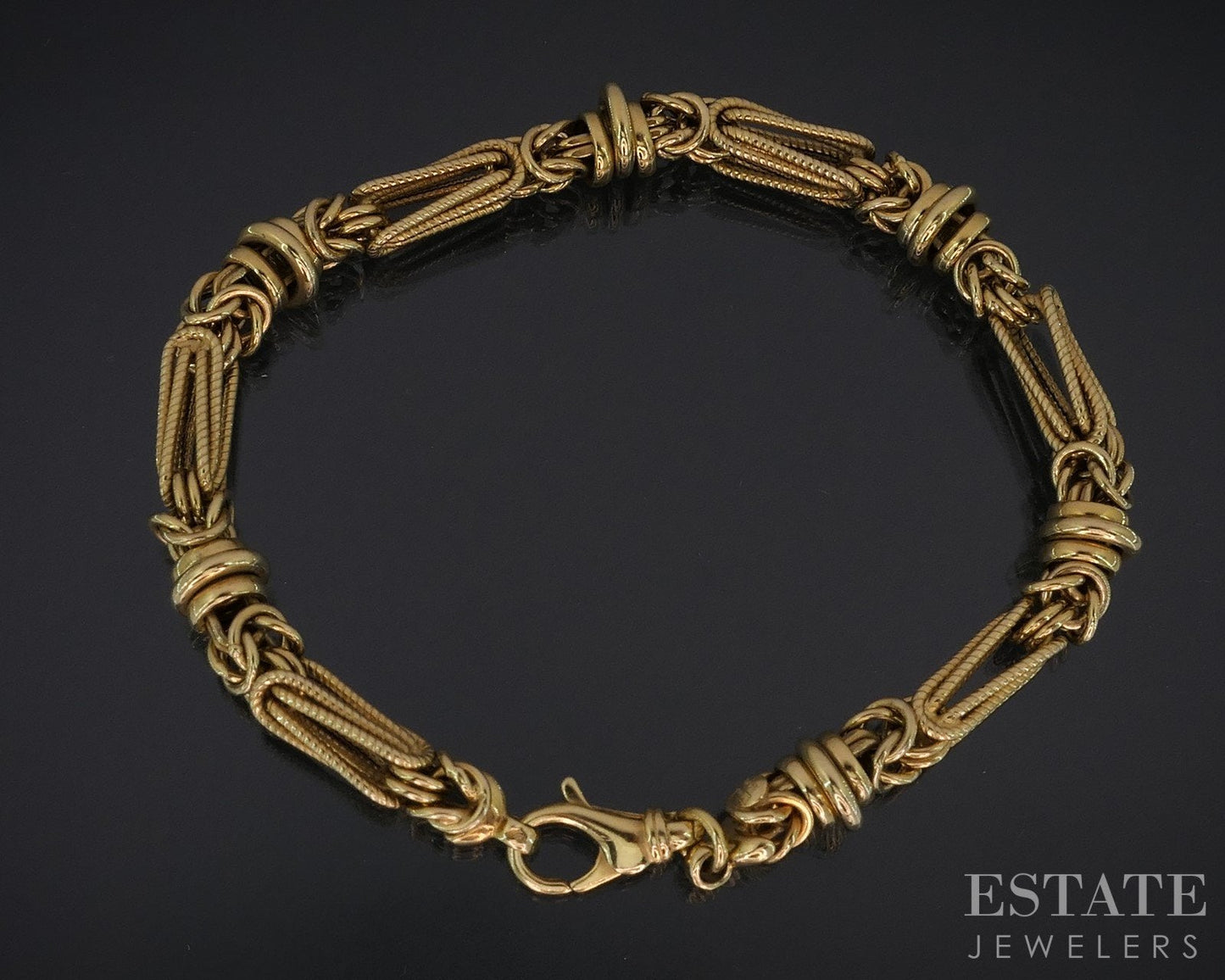 14k Yellow Gold 7mm Byzantine Chain Link Ladies Bracelet 11g 8"L i18685b