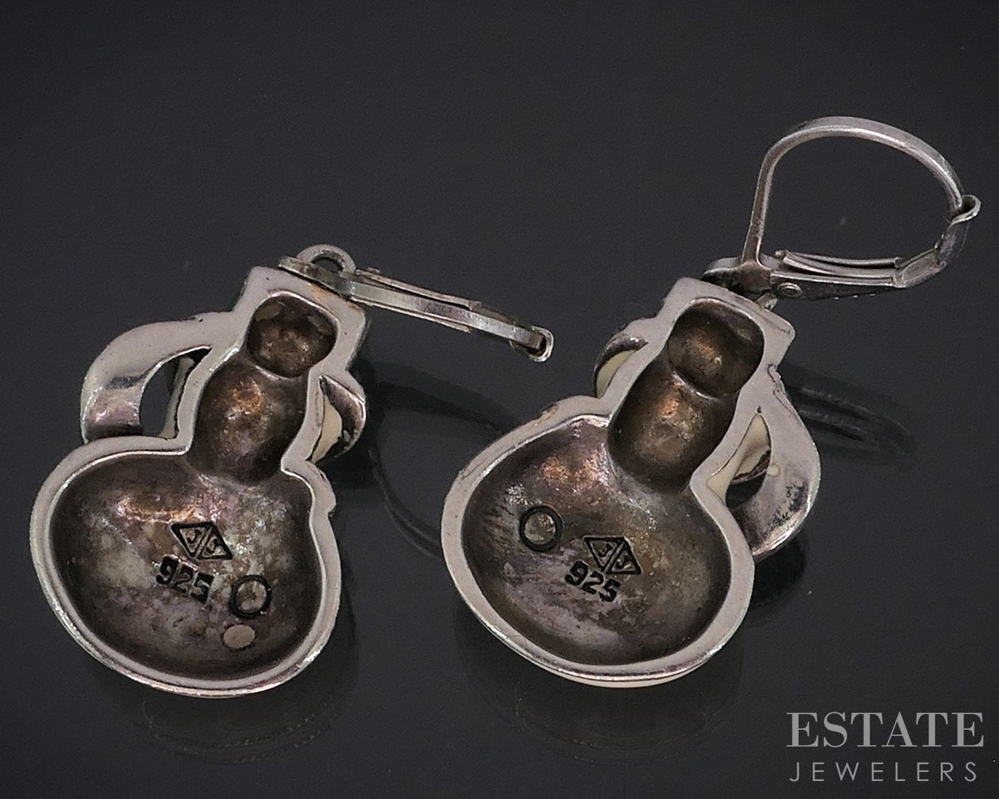 Sterling Silver Judith Jack Natural Marcasite Snowman Earrings 8.3g i18711