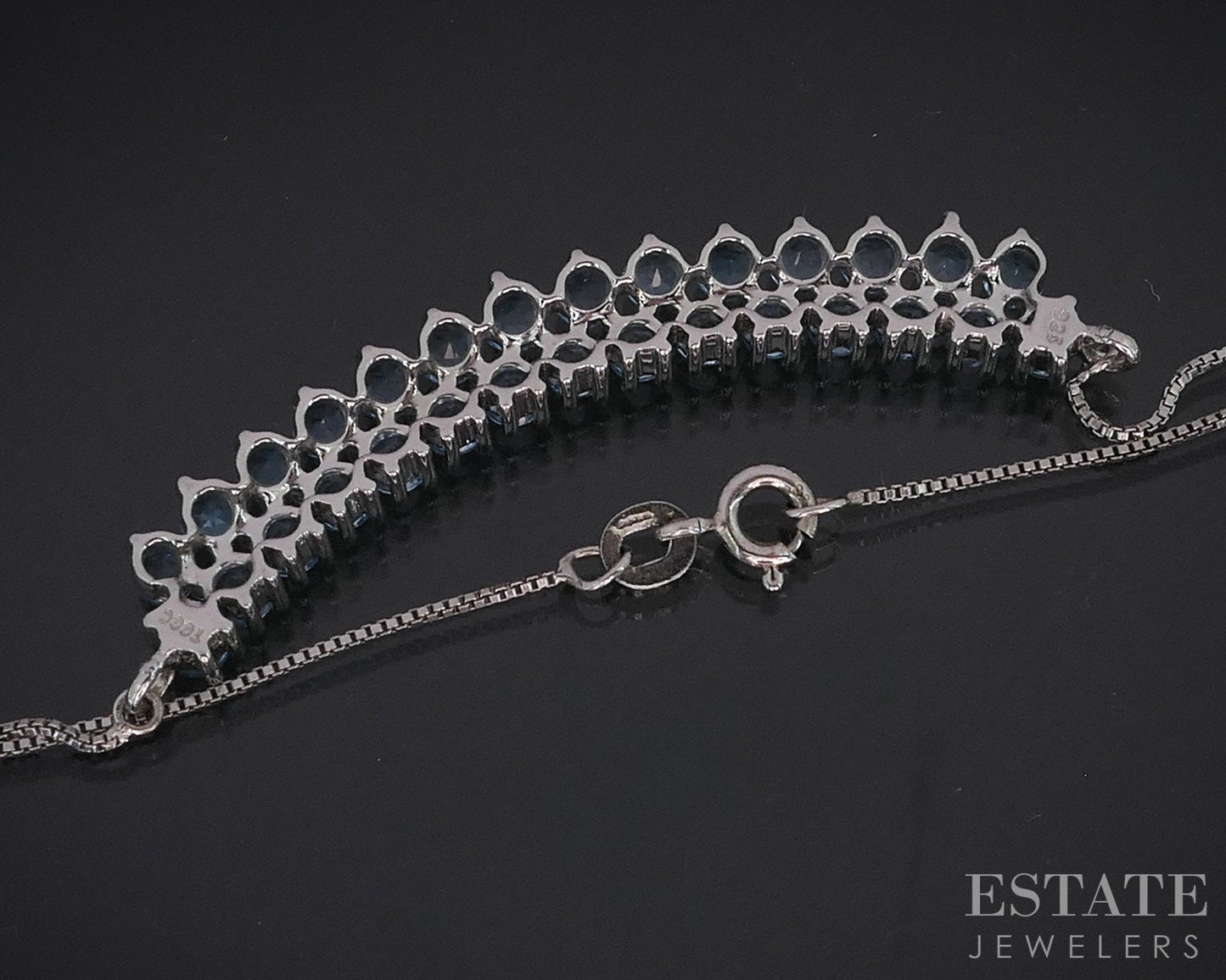 Sterling Silver Natural Blue Topaz Ladies Necklace 5.9g 18.5"L i18740