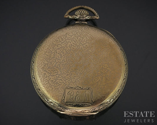 Antique Gold Filled Illinois Abe Lincoln 19j Fancy Dial Pocket Watch i18739