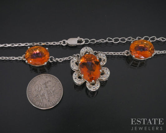 Sterling Silver Natural Sunrise Mystic & White Topaz Ladies Necklace 11g i18735