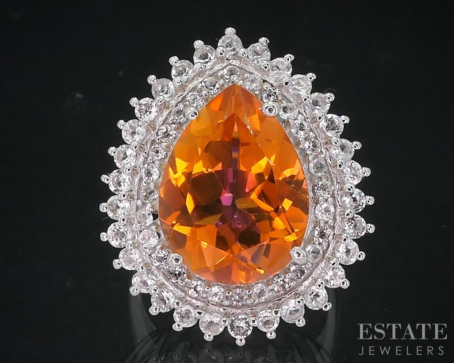 Sterling Silver Natural Sunrise Mystic & White Topaz Cocktail Ring 6.8g i18731