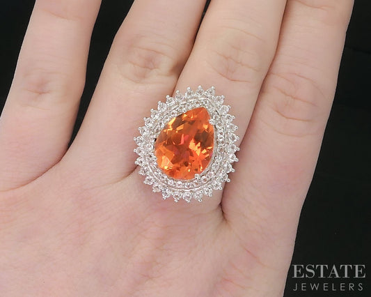 Sterling Silver Natural Sunrise Mystic & White Topaz Cocktail Ring 6.8g i18731