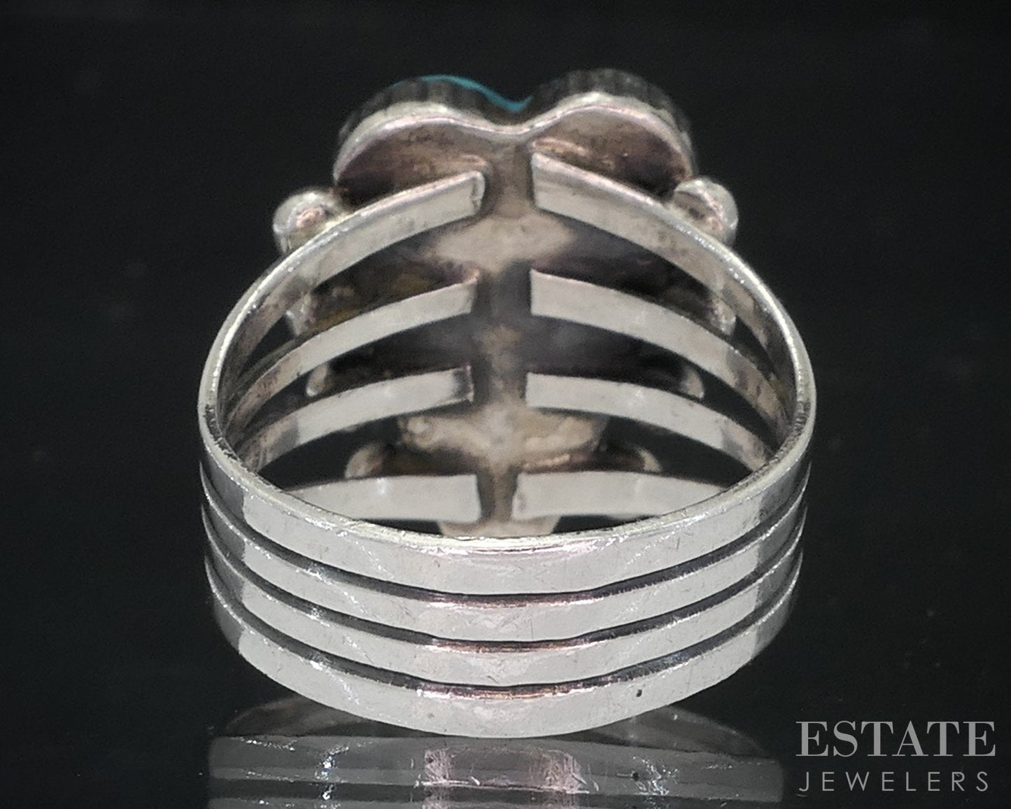 Vintage Sterling Natural Turquoise Heart Navajo G. Boyd Ladies Ring 6.4g i18730