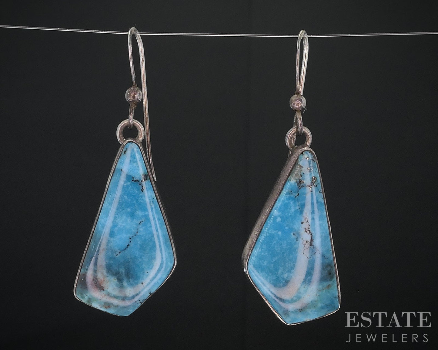 Sterling Natural Turquoise Navajo E. Willie for Joe Delgarito Earrings 9g i18726