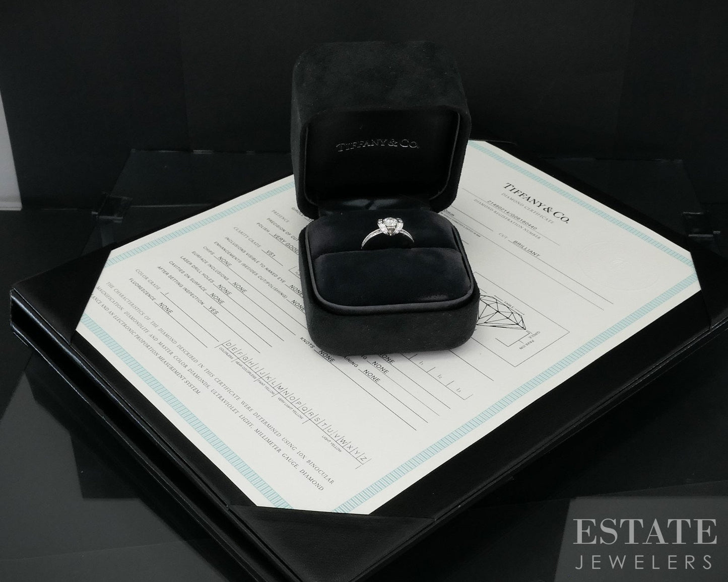 Platinum Tiffany & Co. Natural .79ctw Diamond Ribbon Engagement Ring i18800