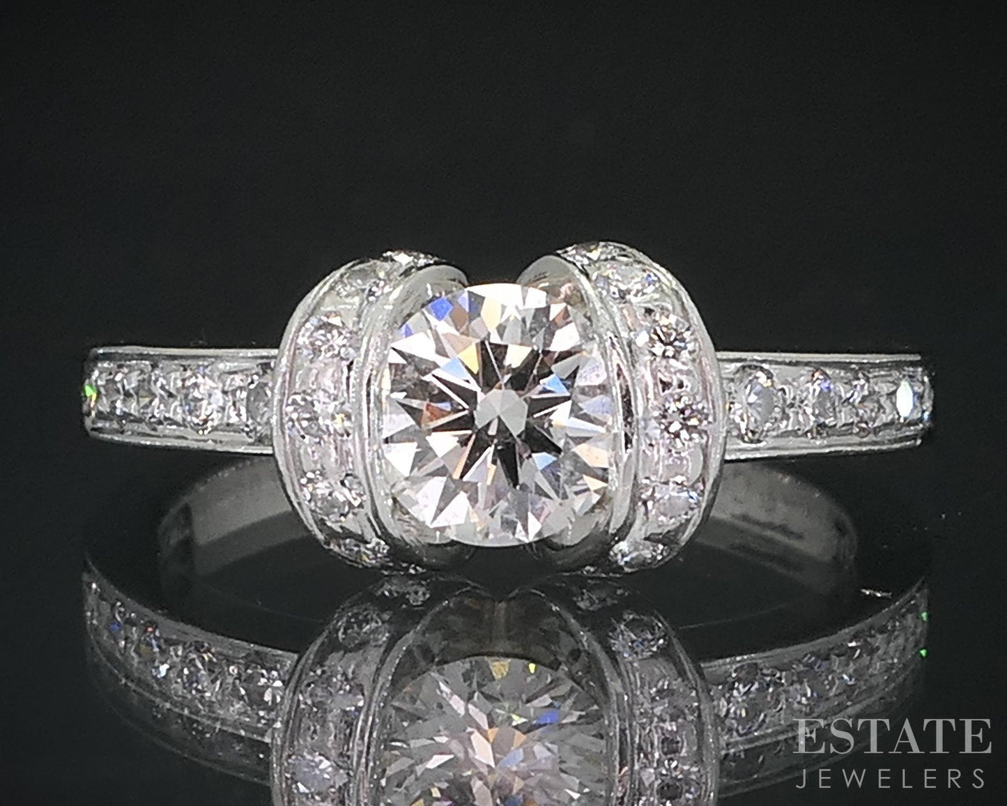 Platinum Tiffany & Co. Natural .79ctw Diamond Ribbon Engagement Ring i18800