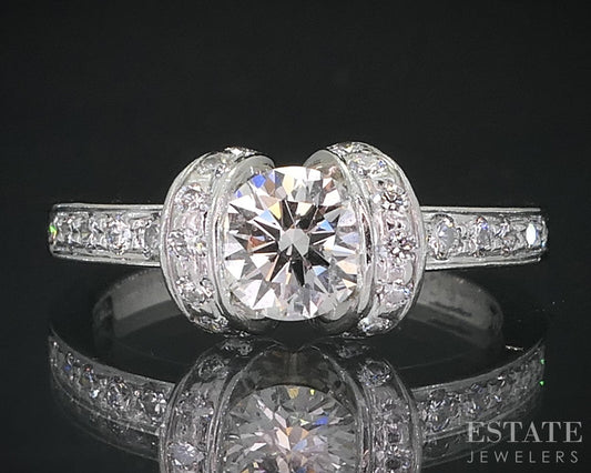 Platinum Tiffany & Co. Natural .79ctw Diamond Ribbon Engagement Ring i18800