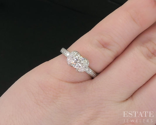 Platinum Tiffany & Co. Natural .79ctw Diamond Ribbon Engagement Ring i18800