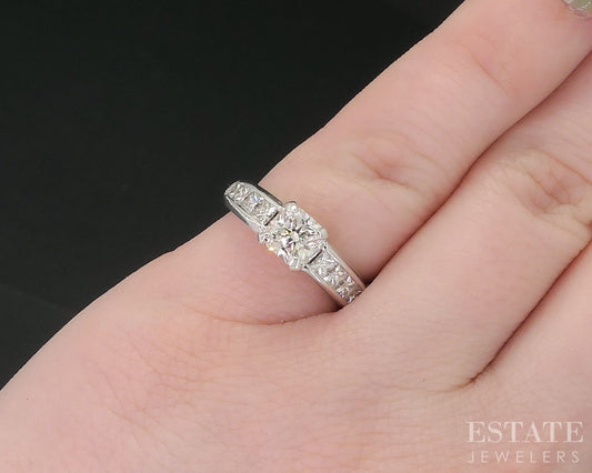 14k White Gold Lucere Natural 1.00ctw Diamond Engagement Ring 5.1g i18824