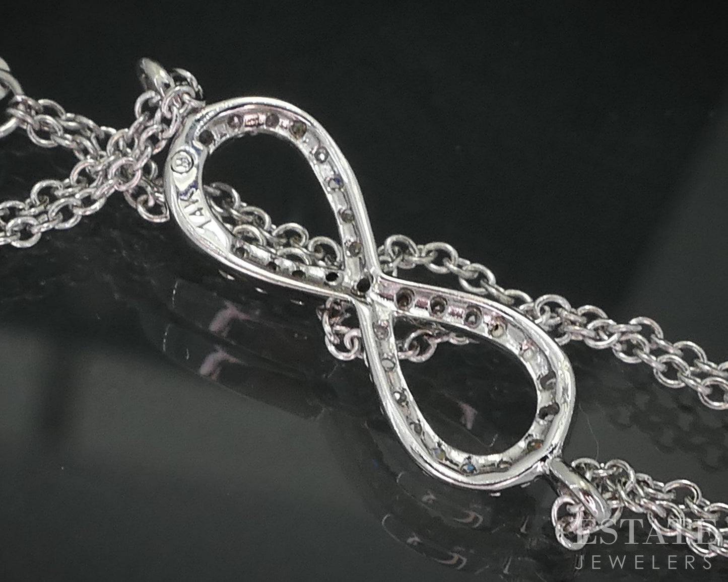 14k White Gold Natural .10ctw Diamond Infinity Knot Link Bracelet 1.7g i18820