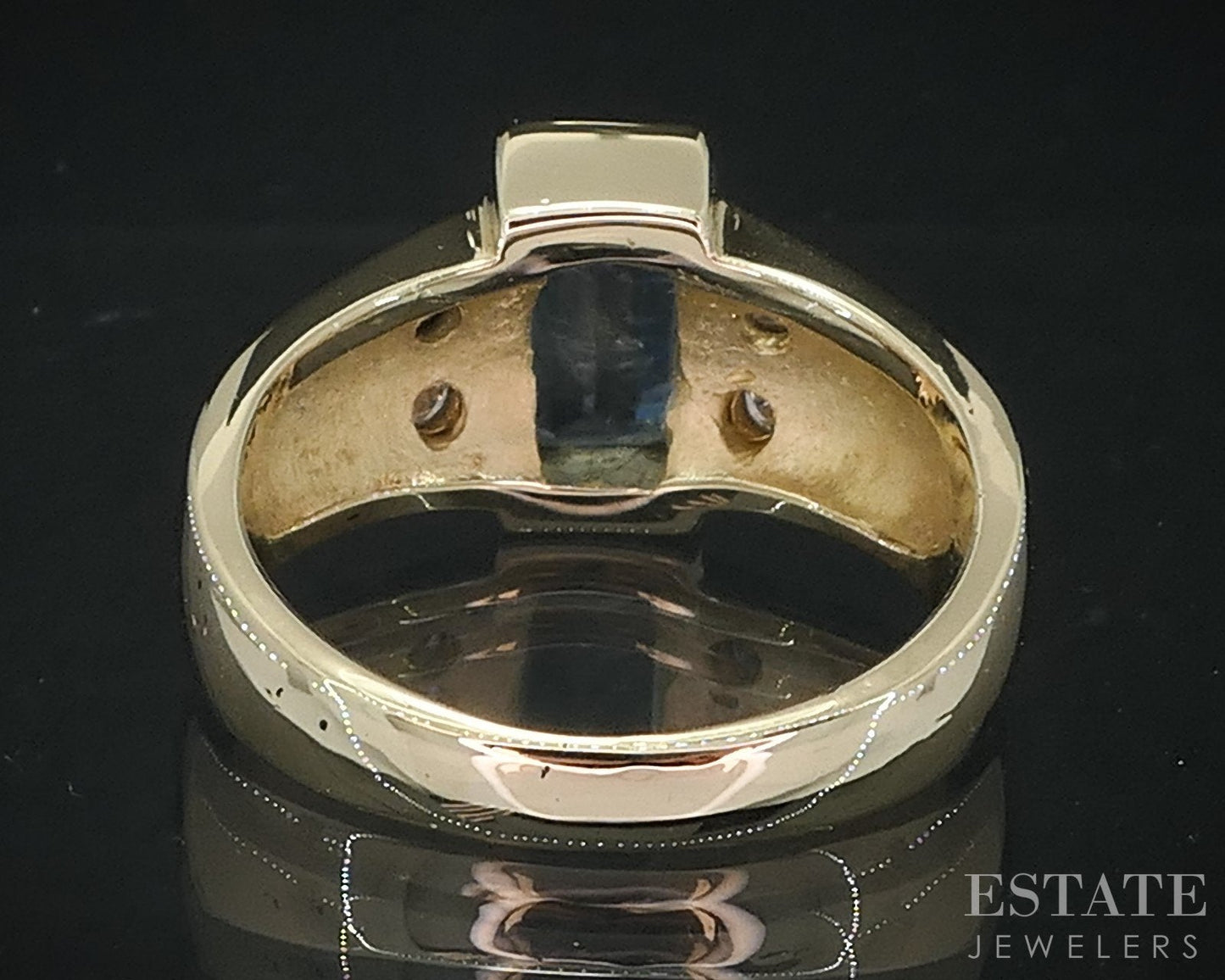 14k Yellow Gold Natural Aquamarine & Diamond Ladies Band Ring 6.9g i18812