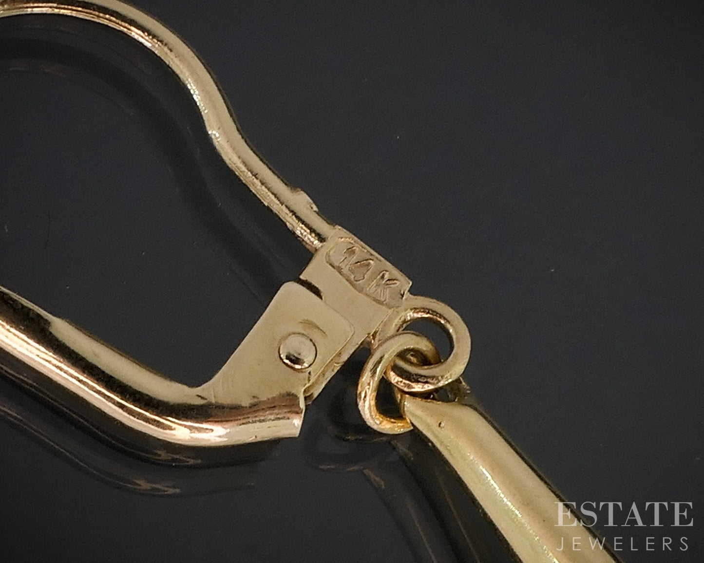 14k Yellow Gold 5.4mm Cultured Pearl Bell Filigree Dangle Earrings 4.7g i18808