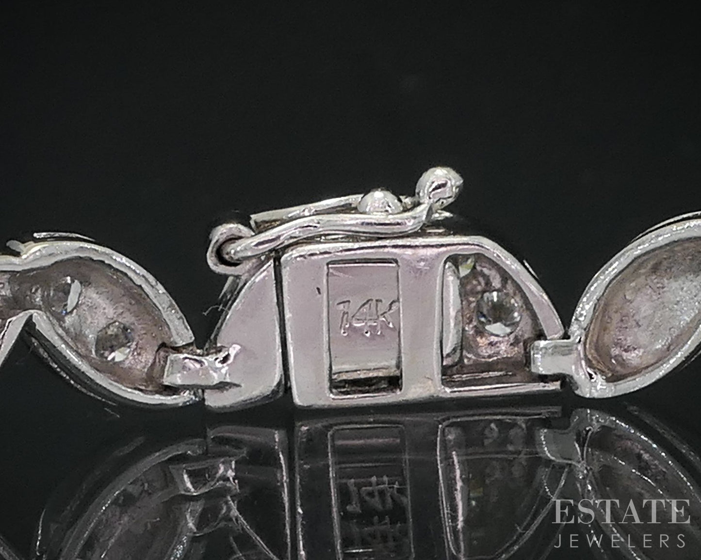 14k White Gold Natural .51ctw Diamond Leaf Tennis Bracelet 10.4g 7"L p78673