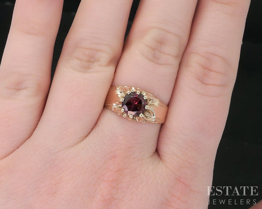 Antique Victorian 9k Yellow Gold Natural Pink Spinel Belcher Ring 4.2g i18831