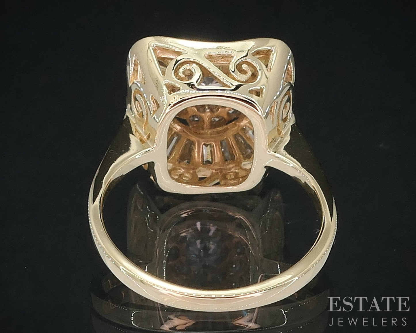 Vintage 18k Yellow Gold Natural 1.30ctw Diamond Cocktail Ring 4.9g i18847