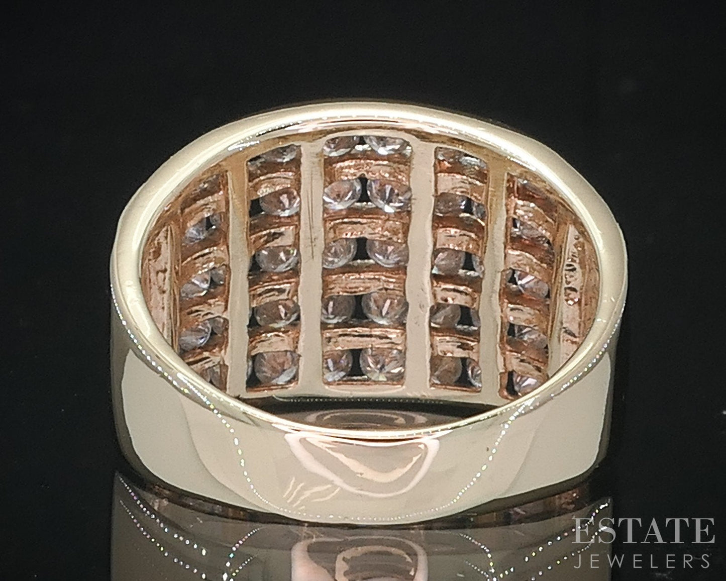 10k Yellow Gold Natural 1.25ctw Diamond Ladies Wide Band Ring 6.9g i18837
