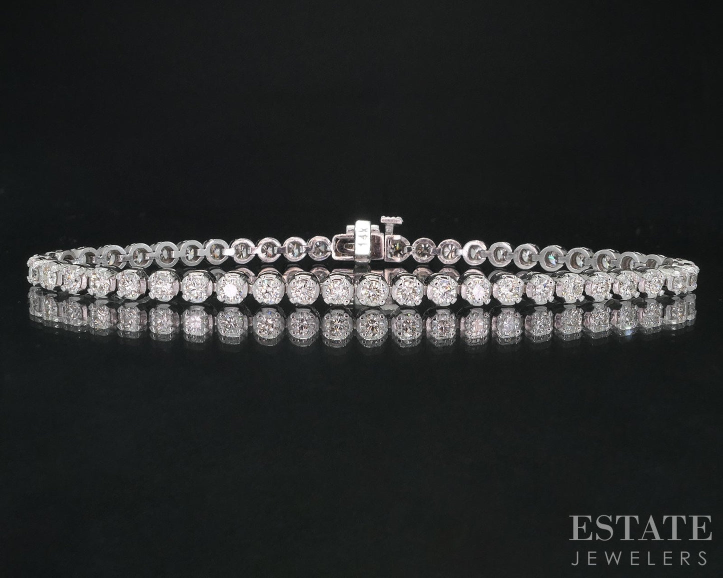 14k White Gold Round Natural 2.65ctw Diamond Tennis Bracelet 9.8g 7"L i18833
