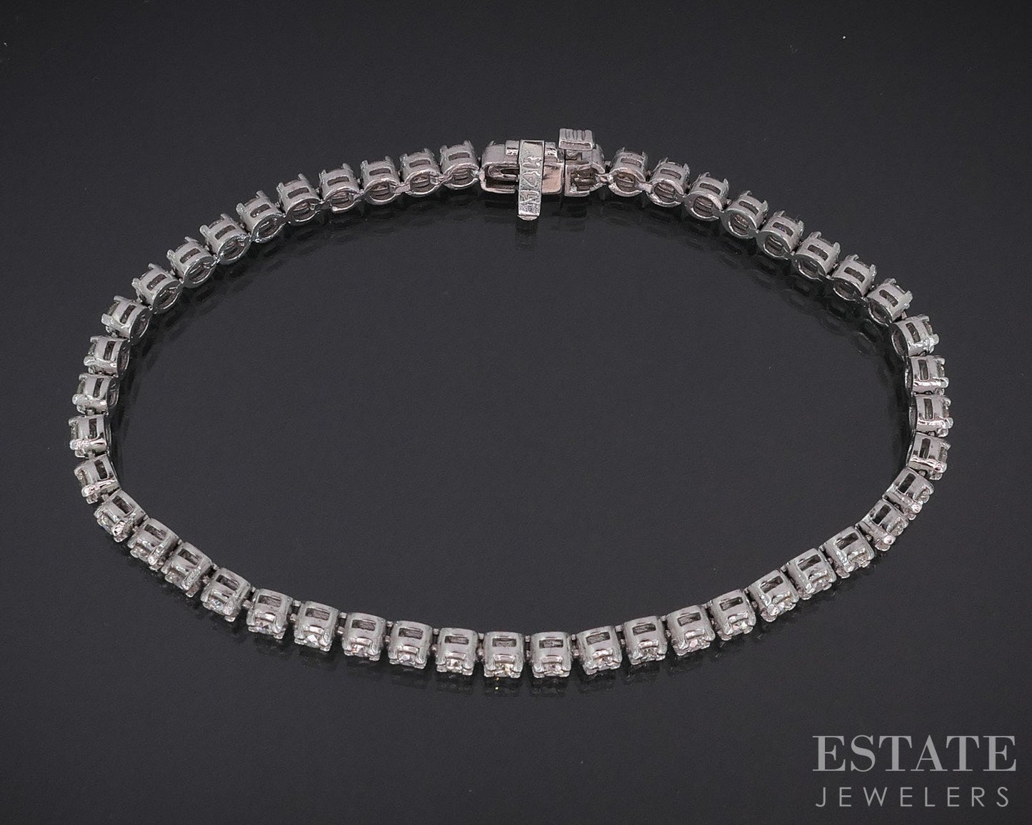 14k White Gold Round Natural 2.65ctw Diamond Tennis Bracelet 9.8g 7"L i18833