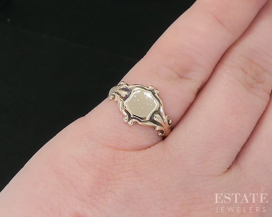 Antique Victorian 10k Yellow Gold Ladies Signet Band Ring 1.9g i18830