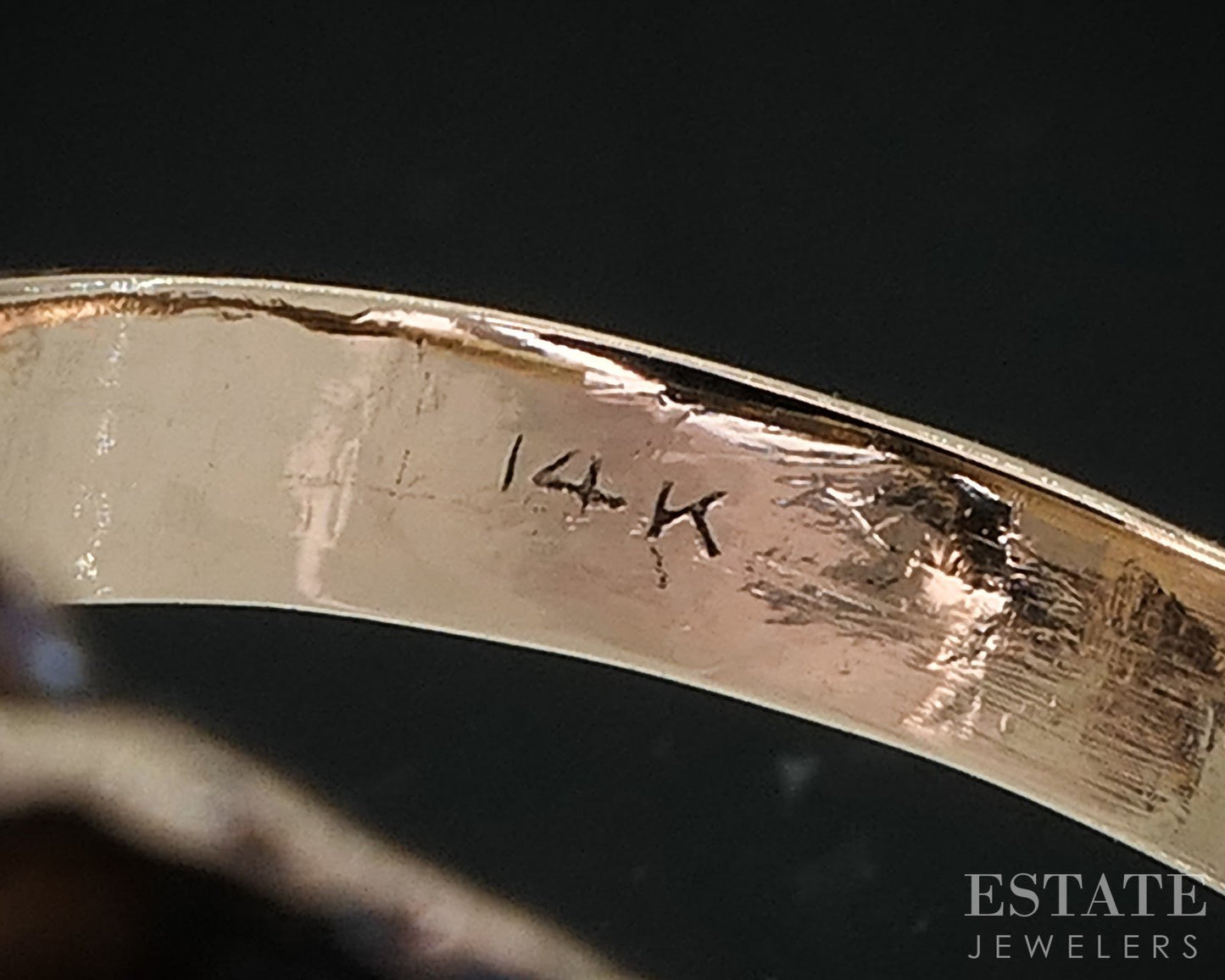 14k Yellow Gold Freeform Cultured Pearl & Diamond Ladies Ring 5.1g i18842