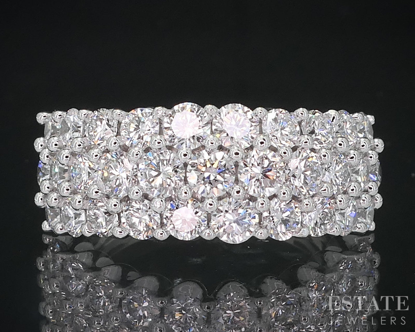 14k White Gold Lab Created Round 1.86ctw Diamond Ladies Band Ring 4.9g i18841