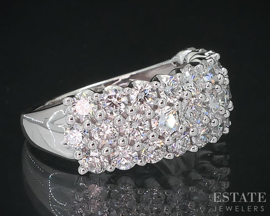 14k White Gold Lab Created Round 1.86ctw Diamond Ladies Band Ring 4.9g i18841