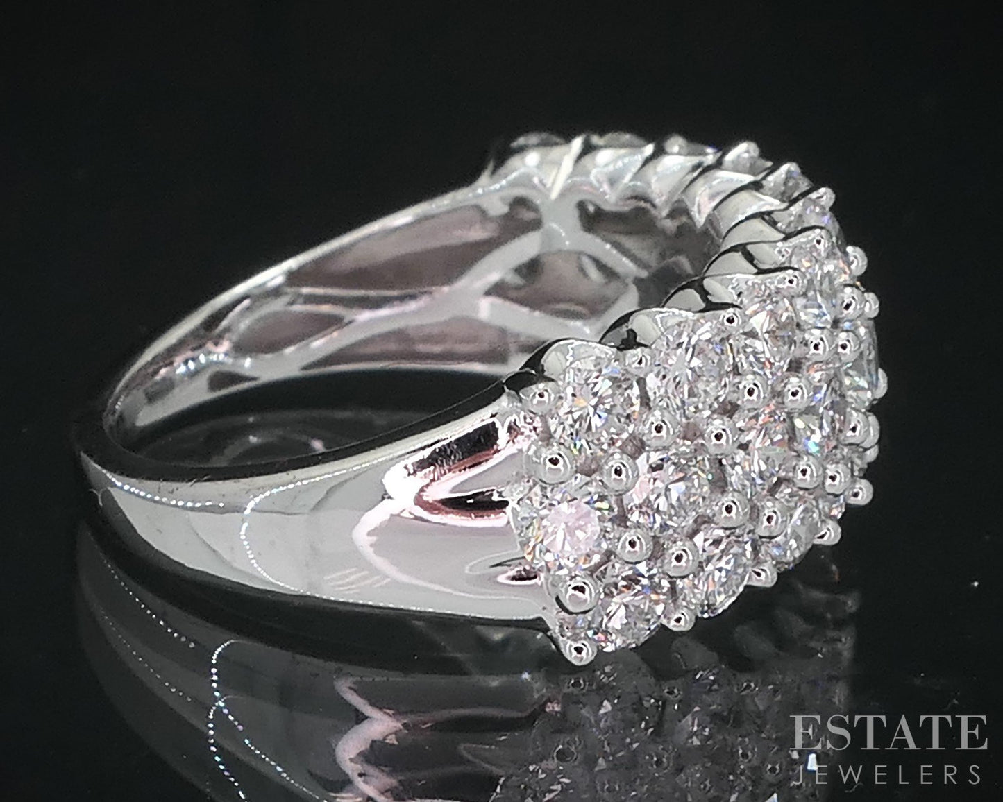 14k White Gold Lab Created Round 1.86ctw Diamond Ladies Band Ring 4.9g i18841