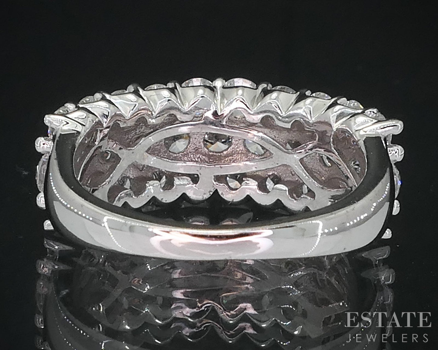 14k White Gold Lab Created Round 1.86ctw Diamond Ladies Band Ring 4.9g i18841