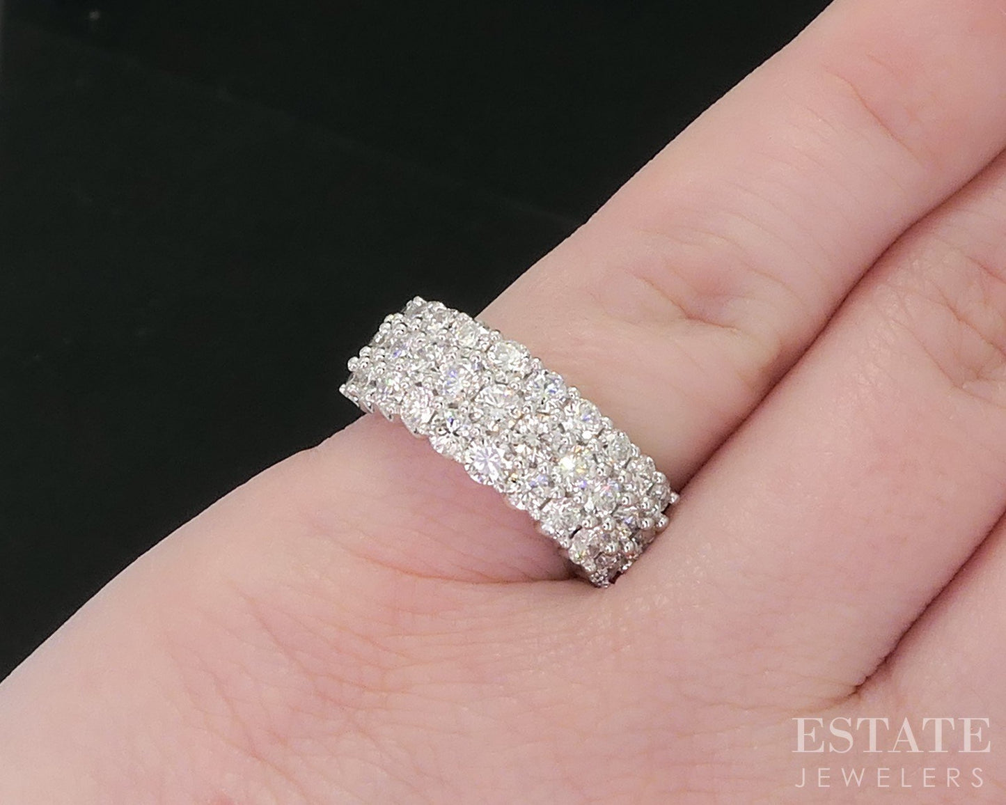 14k White Gold Lab Created Round 1.86ctw Diamond Ladies Band Ring 4.9g i18841