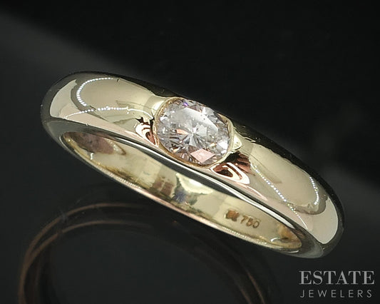 18k Yellow Gold Honora Natural .23ct Diamond Solitaire Band Ring 4.2g i18845