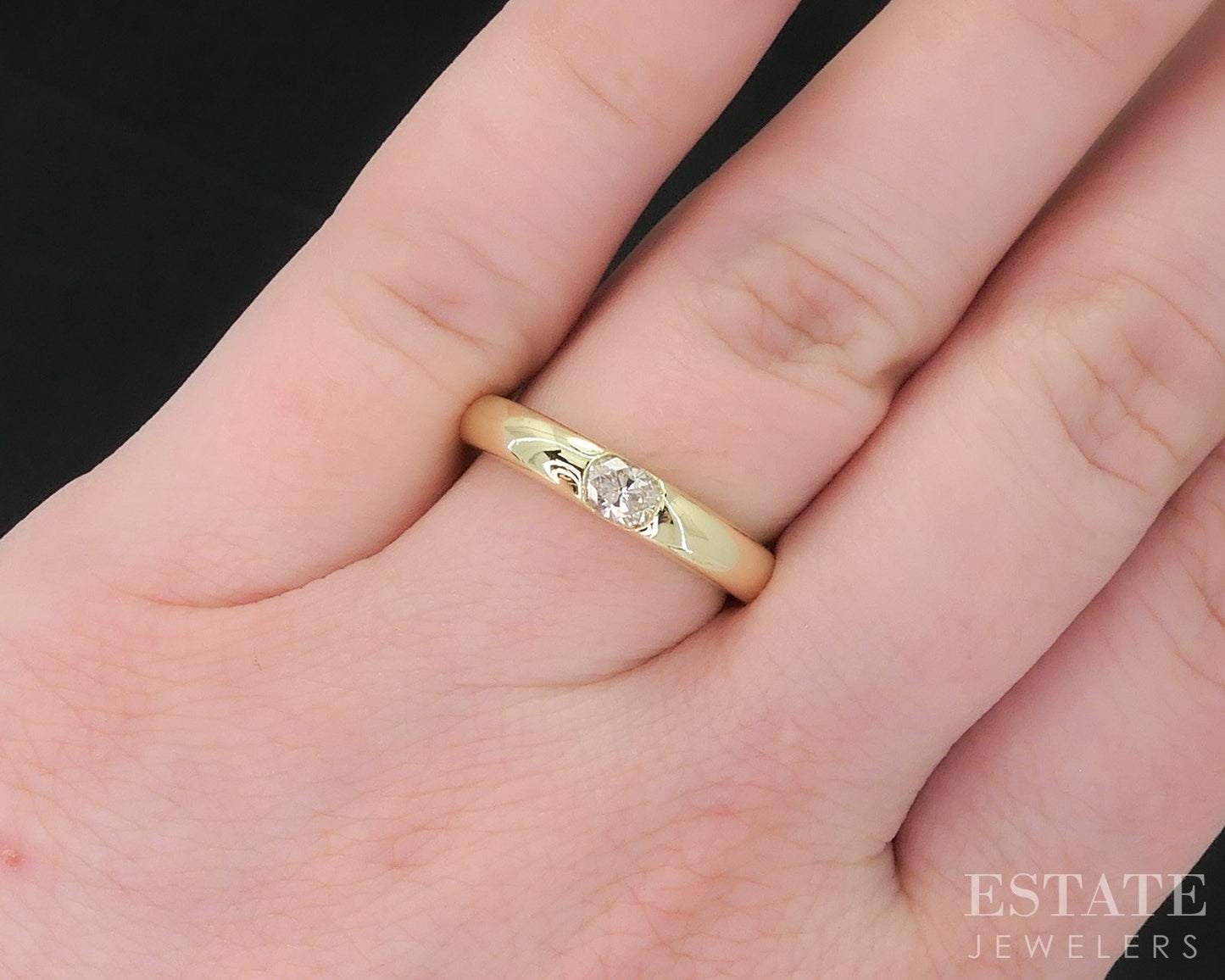 18k Yellow Gold Honora Natural .23ct Diamond Solitaire Band Ring 4.2g i18845