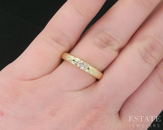 18k Yellow Gold Honora Natural .23ct Diamond Solitaire Band Ring 4.2g i18845