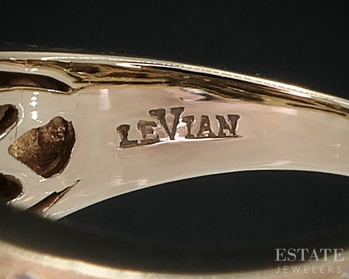14k Honey Gold LeVian Natural .77ctw Chocolate & Vanilla Diamond Ring i18844